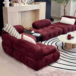 Sofá Modular de Tela para Sala de Estar, Estilo Minimalista Italiano, Combinación Libre, Color Crema - Product Image 4