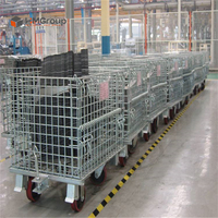 Conteneur en fil d'acier pliable et empilable sur roulettes, soudé sur mesure pour le transport en entrepôt