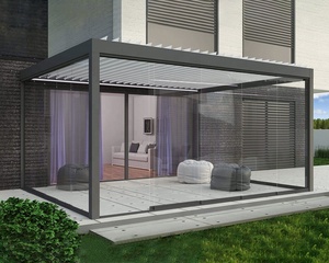 3*4M sang trọng cơ giới nhôm pergola có thể thu vào mái vườn hiên gazebo với cử<span class=keywords><strong>a</strong></span> kính trượt cho hiên ngoài trời & vườn - Product Image 1