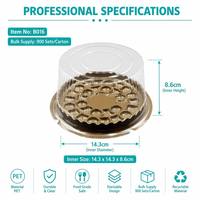 Boîte à gâteau ronde transparente en PET jetable avec base dorée, plastique de qualité alimentaire, pour gâteau d'anniversaire