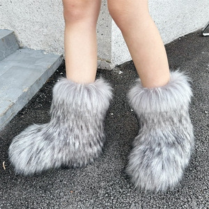 Bottes d'hiver en fausse fourrure pour femmes, bottes <span class=keywords><strong>de</strong></span> <span class=keywords><strong>neige</strong></span> chaudes et moelleuses, chaussures <span class=keywords><strong>de</strong></span> luxe en fourrure pour filles, chaussures d'hiver tendance - Product Image 5