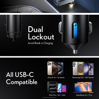 Cargador de Coche Retráctil LISEN con Cable Tipo C, Carga Rápida de 57W, Enchufe USB C Compacto y Mini para iPhone 17 16 15 Plus Samsung S25 S24