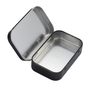 OEM ODM Manufacture Gift Silver Candy Tin Can Case Packaging Metal Boxes Hinged Small Wholesale Custom Tin Box