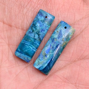 Opalina rara 10x30mm rectángulo liso Briolette taladro frontal par Opalina peruana Natural cuentas de piedras preciosas semipreciosas para joyería - Product Image 3