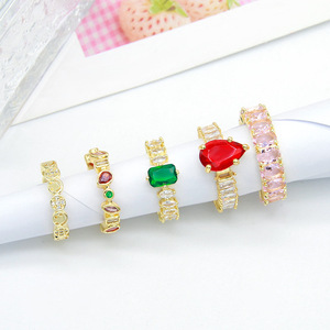 Fashion <b>Rings</b> Gold Plated Copper Geometric Zircon Micro Pave Women's Party Jewelry Accessories - Product Image 3