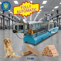 Ligne de production automatique d'extrudeuses de friandises pour animaux de compagnie à haute capacité, certifiée CE ISO, DSE65, équipement complet de transformation des friandises à mâcher pour chiens
