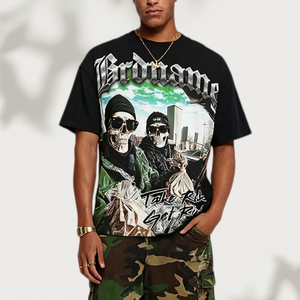 Services OEM – T-shirt Hip Hop Homme 100% Coton Bio, Coupe Ample, Épaules Tombantes, Personnalisable, Grandes Tailles, Impression par Transfert Thermique - Product Image 1