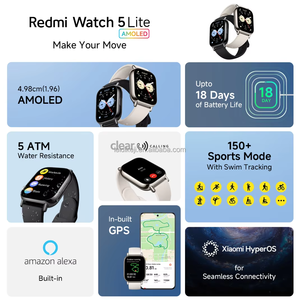 Reloj Inteligente Original Redmi <span class=keywords><strong>Watch</strong></span> 5 <span class=keywords><strong>Lite</strong></span> con Pantalla AMOLED de 1.96 Pulgadas, 470 mAh, Resistente al Agua, Monitoreo de Frecuencia Cardíaca 24 Horas, BT5.3, GPS - Product Image 6