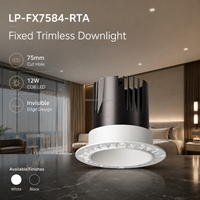 Spot encastré LED COB 12W en aluminium sans cadre pour plafond, découpe 75mm, pour hôtel, villa, maison LP-FX7584-RTA-21