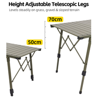 Table pliante modulaire multifonctionnelle moderne IGT, réglable en hauteur, en alliage d'aluminium, pour le camping en plein air, les pique-niques, les barbecues et la cuisson