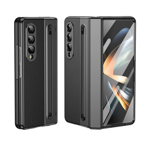 Étui de téléphone portable en cuir électroplaqué de luxe pour Samsung <span class=keywords><strong>Z</strong></span> Fold 3 <span class=keywords><strong>4</strong></span> 5 6 W25 avec stylet intégré et film de protection en verre - Product Image 1