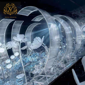 Altın Metal kemer zemin seti açık çim T sahne düğün arka plan dekorasyon yol kılavuzu Sunshine kurulu demir düğün kemer - Product Image 2