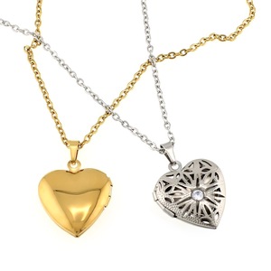 Heart-Shaped Photo <b>Locket</b> Necklace Stainless Steel 18K Gold Plated Pendant With Crystal Everyday Wear Jewelry - Product Image 5