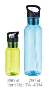 Reusable Plastic Water Bottle With Straw Bpa Free For Outdoor <b>Hiking</b> Travel Unisex Modern Design Screw-On <b>Cap</b> - Product Image 5