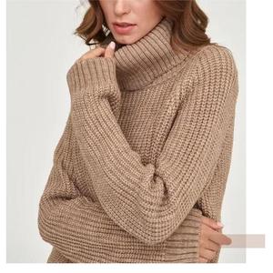 Áo len nữ cổ lọ dệt kim màu trơn phong cách giản dị dáng rộng - Product Image 1