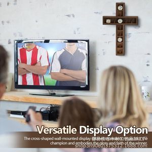 Wooden Cross Ring <b>Display</b> Rack <b>Wall</b> Mounted Geometric Storage Shelf For Champion Rings Freestanding <b>Display</b> Stand - Product Image 5