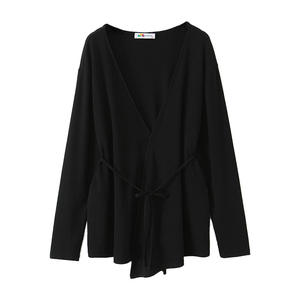 Happyhut Cardigan ample en tricot pour femme, manches longues, à nouer, épaisseur moyenne, manteau d'automne, grande taille - Product Image 1