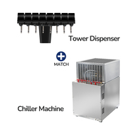 Machine à soda post-mix avec 8 robinets de distribution précise pour sirops gazeux et cola, colonne de fontaine et refroidisseur sous comptoir pour le marché