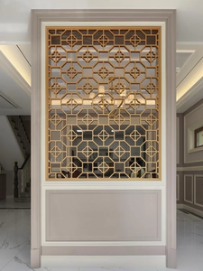 Vách ngăn trang trí nhà cửa bằng thép không gỉ mạ vàng hồng hiện đại, thiết kế lưới rỗng chống thấm nước, dùng làm vách ngăn phòng, hiên nhà. - Product Image 5