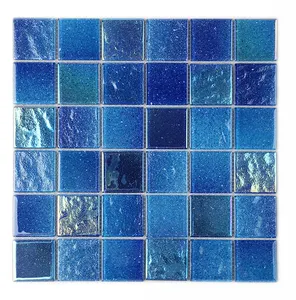Guangzhou Iridescent Recycle Square Glass Mosaic Tiles for Swimming Pool