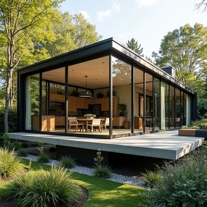 Véranda préfabriquée à toit plat sur mesure <span class=keywords><strong>en</strong></span> aluminium et verre pour hôtel, villa ou projet hôtelier - Product Image 1