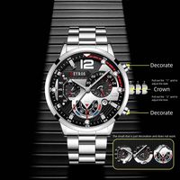 Jam Tangan Quartz Fashion Set Gelang Dengan Kotak FD058 Jam Sport Bisnis Kalender untuk Pria Set Perhiasan Reloj