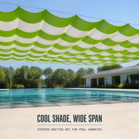 Voile d'ombrage manuelle en HDPE pour jardin d'enfants et école, verte avec bandes blanches, pour aire de jeux et crèche