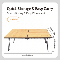 Table de camping et pique-nique pliante multi-niveaux en fer grillagé, portable, pour extérieur, avec rangement intégré