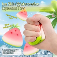 Jouet Squishy Kawaii en PU en forme de pastèque pour filles et enfants - Balle anti-stress à rebond lent, aspect boue sensorielle, cadeau