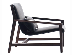 Silla ocasional Asiento de cuero genuino Almohada de lanzamiento de cuero negro Ultimate Comfort Silla de sala de estar Premium - Product Image 5