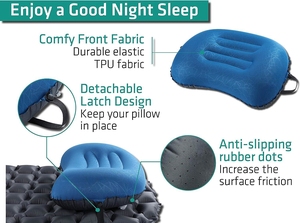 Cuscino da Viaggio Gonfiabile Ergonomico a Mezzaluna, Leggero e Confortevole, Antiscivolo, per Campeggio e Escursionismo - Product Image 4