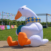 Oie gonflable géante sur pied avec texte personnalisé, canard gonflable blanc lumineux à LED pour la publicité, les festivals, les expositions publiques et les fêtes