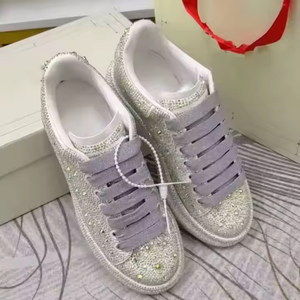รองเท้าผ้าใบแฟชั่นดีไซน์หรูหราประดับเพชรเต็มตัว รองเท้าลำลองประดับคริสตัลสำหรับผู้ชายและผู้หญิง - Product Image 5