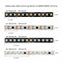 Bande lumineuse LED SMD RGB adressable Real16bit à échelle de grises réduite, 12V/24V, IP68, UCS8904, pour décorations de jardins, bâtiments et fêtes
