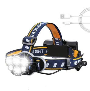 Gran oferta, linterna frontal para exteriores, recargable por USB linterna frontal, 8 modos, 6 faros Led para Camping, pesca, bodega