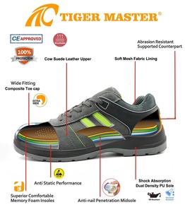 Scarpe Antinfortunistiche Sportive Leggere in Pelle Scamosciata CE S1P con Puntale in Fibra di Vetro, Antiperforazione, Senza Metallo, Antiscivolo, con Ammortizzatore e Suola in PU per Aeroporti - Product Image 5