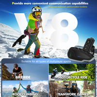 Casque d'interphone de moto V8 véritable casque sans fil écouteurs avec télécommande d'interphone longue portée 1200M NFC