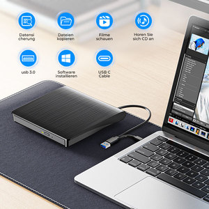 ไดรฟ์ซีดี/ดีวีดีแบบพกพา USB3.0 ภายนอก เครื่องเขียน/เล่น/อ่านแผ่นออปติคอลแบบซูเปอร์ สำหรับใช้งานกับแล็ปท็อป - Product Image 6