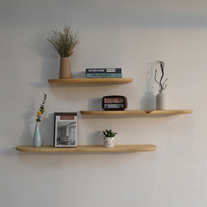 Ensemble d'étagères flottantes <span class=keywords><strong>en</strong></span> bois massif, présentoirs muraux <span class=keywords><strong>en</strong></span> rondins pour le salon, meubles décoratifs muraux à panneau unique - Product Image 4