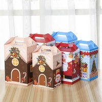 Boîte de Noël bon marché en gros boîte de poignée d'emballage en papier pour cadeau de Noël boîte de poupée en papier bonbon doux
