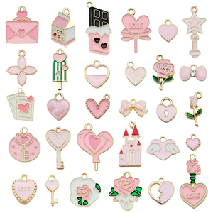 Dijes de Corazón de Amor Dulce de Esmalte de la Serie <span class=keywords><strong>Rosa</strong></span> al por Mayor para Hacer Pulseras, Collares y Pendientes - Product Image 1