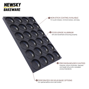 Loyang Roti Hamburger Berlubang 24 Cetakan, Bahan Aluminium Alloy Anti Lengket, untuk Dapur Komersial dan Toko Roti - Product Image 4