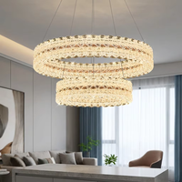 Lustre suspendu rond doré de luxe moderne, luminaire créatif haut de gamme pour villa, hall d'hôtel, lustre LED multi-têtes, luminaire suspendu pour escalier