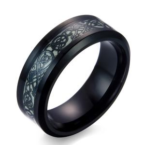 POYA Glowing <strong>Ring</strong> Celtic Dragon <strong>Tungsen</strong> Inlay Glow in Dark for Men Women Engagement Wedding <strong>Rings</strong> - Product Image 4