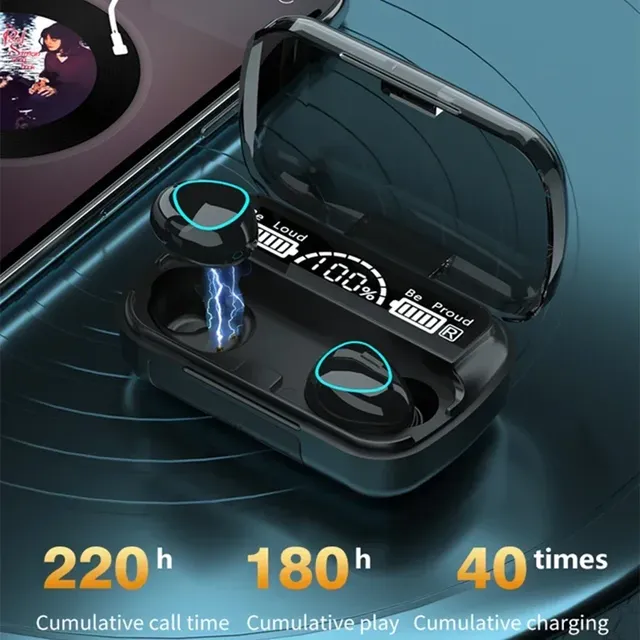M10 TWS Wireless Earphones Mic 9D Stereo Sports Music Calling Earbuds with 3500mAh Power Bank Charging Box