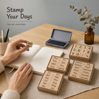 Ensemble de tampons en caoutchouc en bois avec chiffres et dates, tampons réutilisables à prise facile pour la création de cartes pour enfants, le scrapbooking, le journaling, les fournitures scolaires