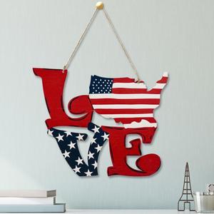 Nouvelles décorations transfrontalières du 4 juillet Jour de l'indépendance américaine Ornement suspendu en bois LOVE - Product Image 4