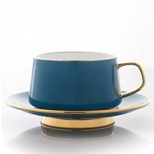 Nuovo stampo occidentale fancy nero tazza di <span class=keywords><strong>caffè</strong></span> e piattino con maniglia per il latte - Product Image 2
