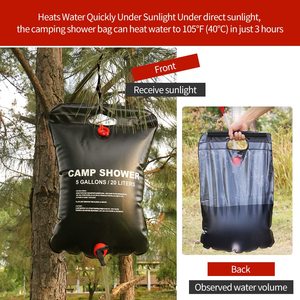 Ensemble de douche solaire d'urgence TOMITOMO, 5 gallons/20L, plastique portable, tuyau amovible, pomme de douche à interrupteur marche/arrêt, <span class=keywords><strong>camping</strong></span> - Product Image 2