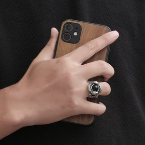Anillo Doble de Serpiente con Engaste de Gema Negra, Joyería de Moda para Hombre SA1144 - Product Image 5